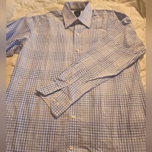 Mens Long Sleeve Tailorbyrd, Flip Cuff, Plaid Button Up Top, Size Medium